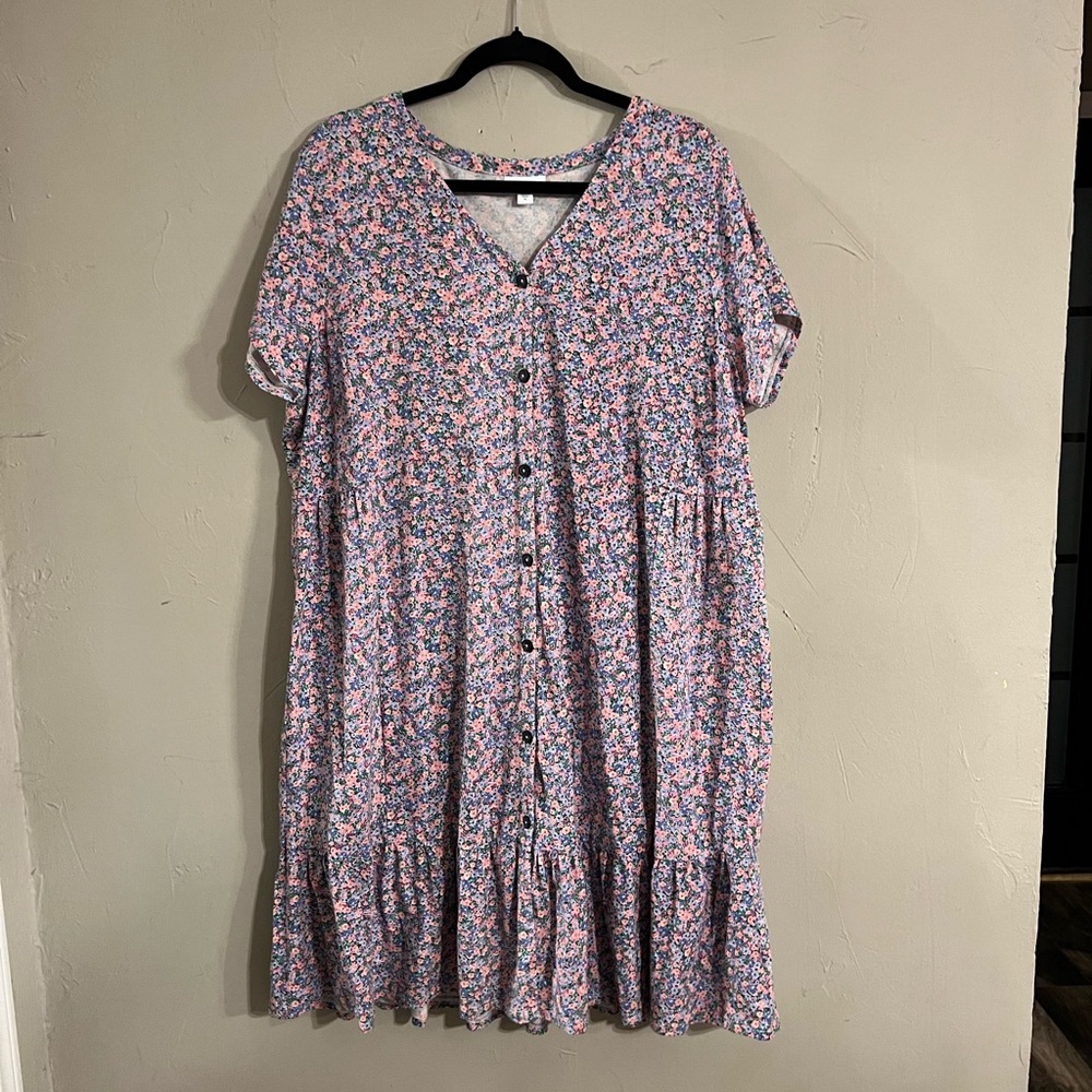 J. Jill Pink Floral Midi Dress